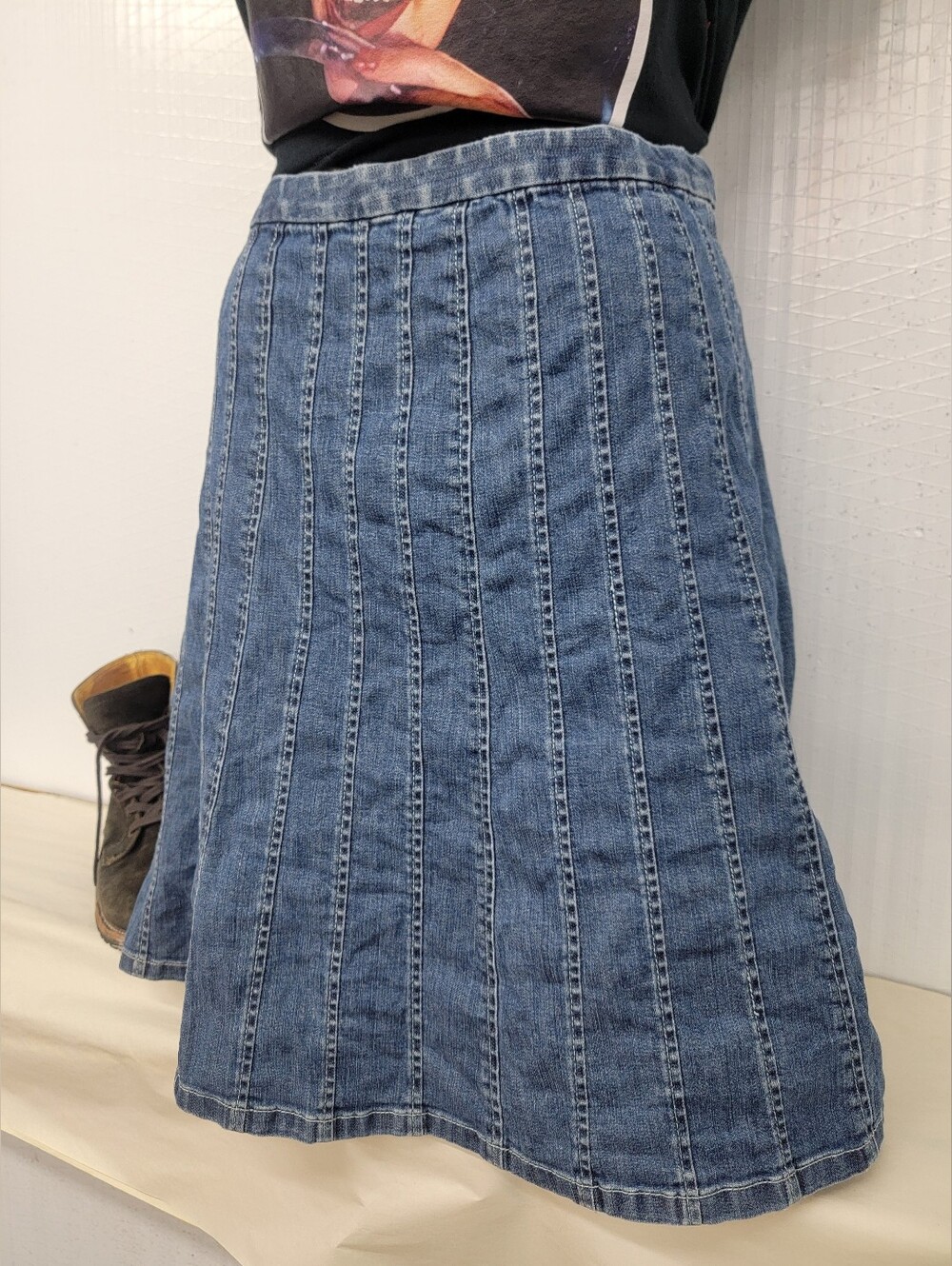 Talbots Denim A-Line Skirt - Fun Patchwork Design